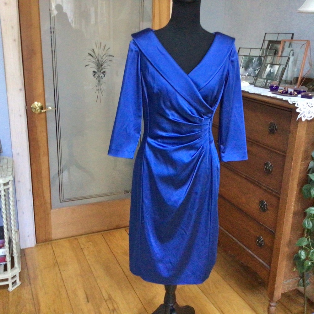 Vibrant Royal Blue Sateen Cocktail Dress!